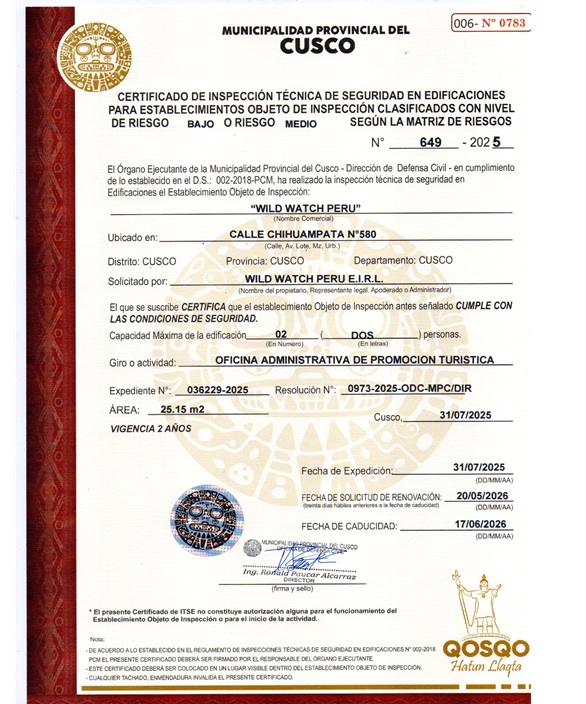 Registered Company for Manu National Park